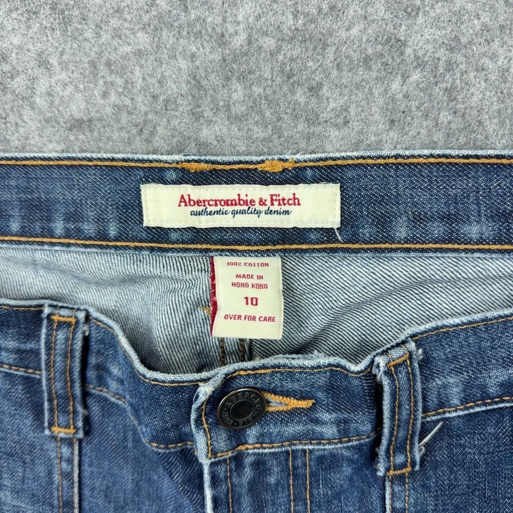 VTG Abercrombie Fitch Jeans Womens 10‎ Blue Bootcut Wide Leg Faded Denim 90s